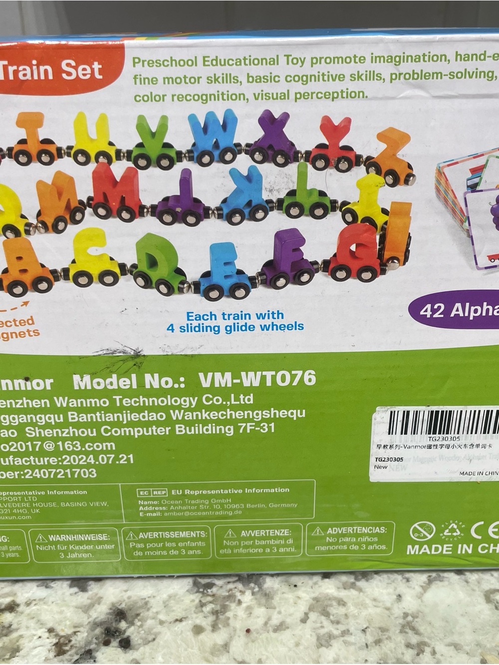 Colorful Alphabet Train Set - Magnetic Multicolor Wooden Kids Toy